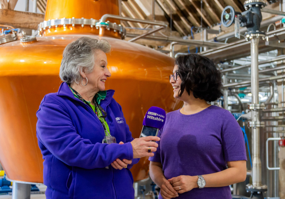 BBC's Karen Carpenter interviews Nam Gorur at Witchmark Distillery